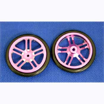 MAR4740PR - Drag front tires with Purple anodized aluminum Binary Star rims .800 diameter