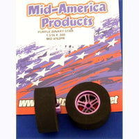 MAR4762PR - Drag Rear tires with Purple anodized aluminum Binary Star rims 3/32x 1 3/16 x.500 wide