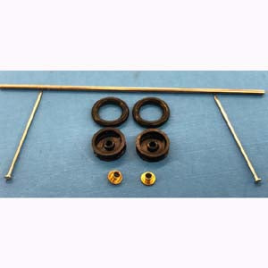 MAR736B -  set of wheelie bar kit with Xtra long axles, black wheels and keepers.