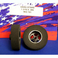 MAR761B - Drag Rear tires with black rims 3/32x 1 3/16 x.385 wide